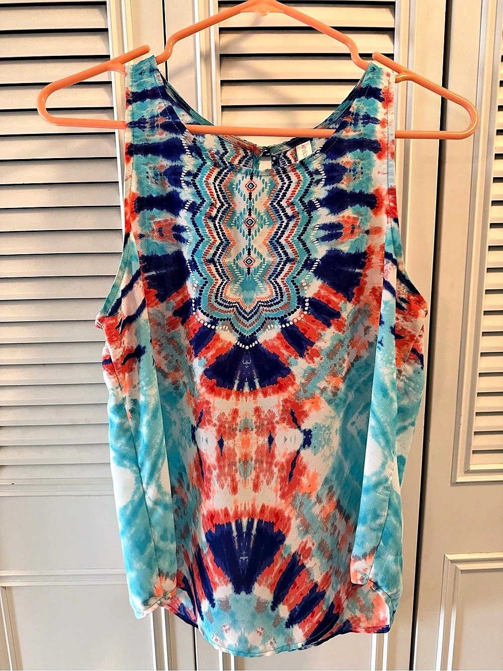 Xhilaration Geometric Tie-Dye Tank Top Blue & Orange Size Medium Like New